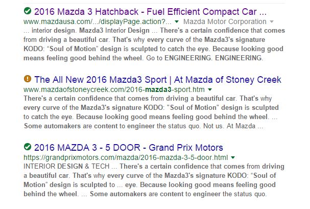 Top Mazda Results in Google