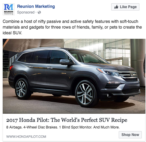 2017 Honda Pilot Facebook Ad